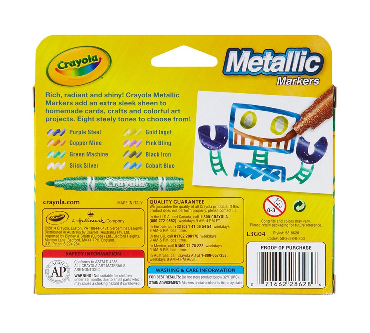 Crayola 58-8628 Metallic Markers, 8 Count – Value Products Global